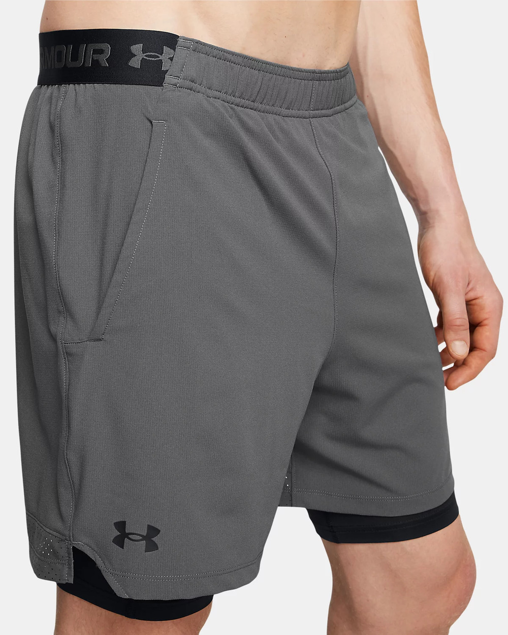 NWT Under Armour Men's UA Vanish Woven 2-in-1 Shorts in Castlerock size 2XL